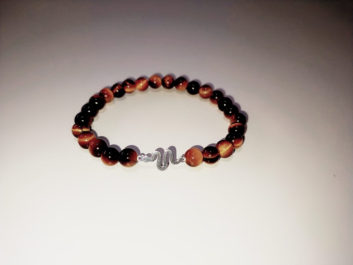 Pulsera Elástica-Ojo de Tigre-plata de ley